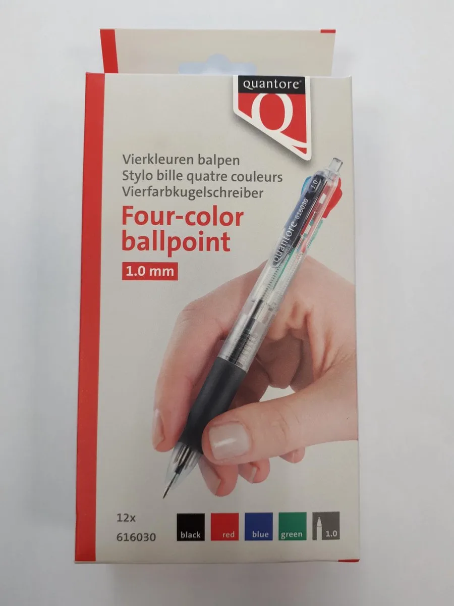 Balpen Quantore 4-kleurenbalpen - 12 stuks van Quantore in Transparant – productfoto