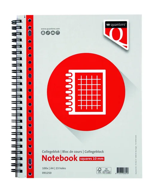 Collegeblok Quantore A4 23-gaats ruit 10mm 100vel van Quantore – productfoto