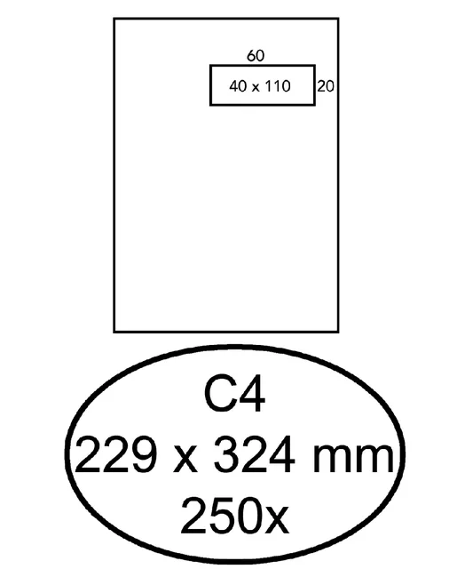 Envelop Quantore C4 229x324mm venster 4x11cm rechts zelfklevend 250st by Quantore – product photo