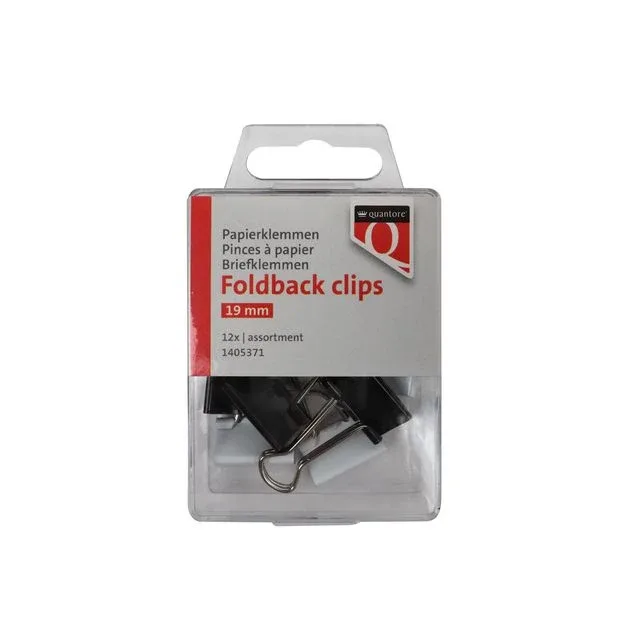 Foldback clips quantore 19mm assorti 12 stuks by Quantore – product photo