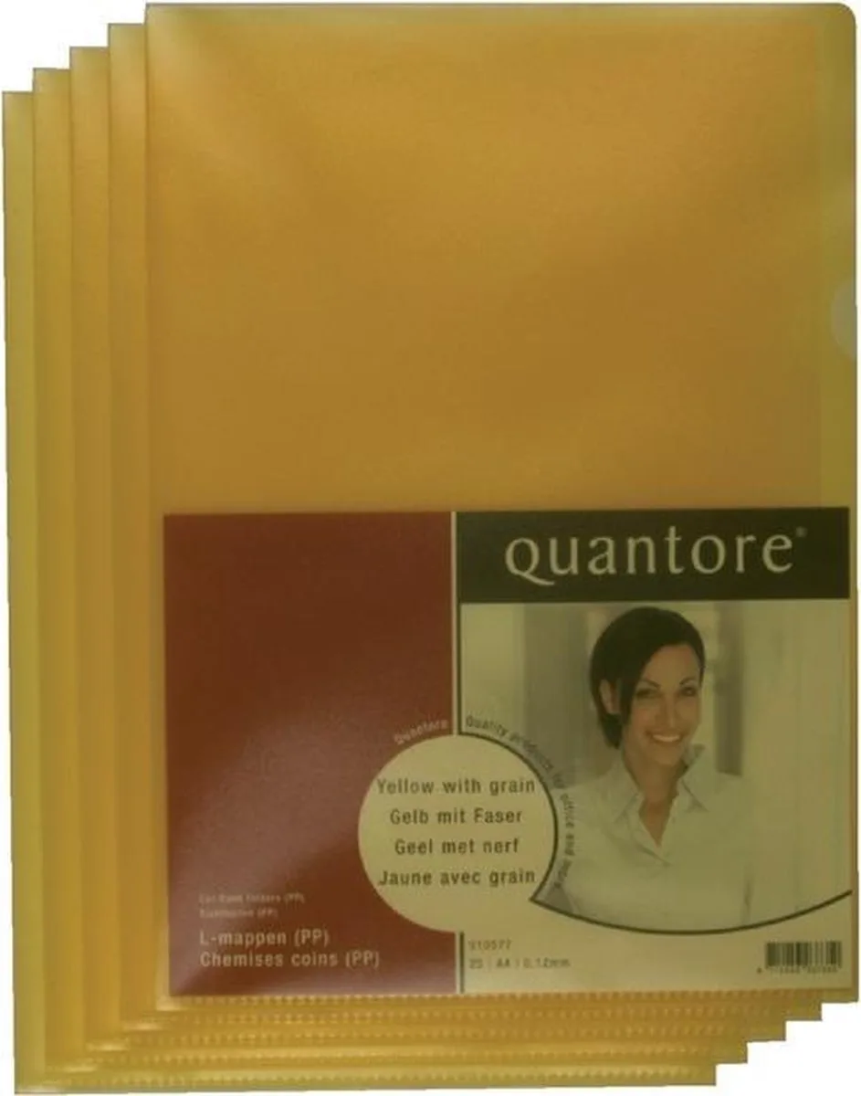 Insteekmap L-model Quantore * A4 L-map * PP * 0.12mm dik * 100 stuks van Quantore in Geel – productfoto
