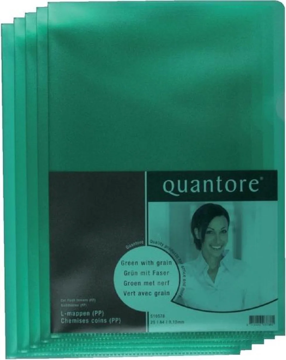 Insteekmap L-model Quantore * A4 L-map * PP * 0.12mm dik * 100 stuks de Quantore en Vert – photo produit