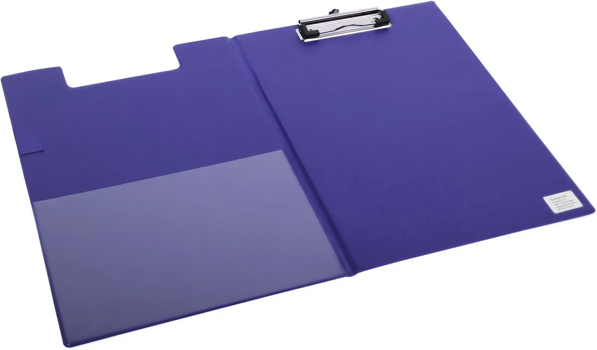 Klembordmap qua a4 stnd bl 100mm klem/penlus von Quantore in Blau – Produktfoto