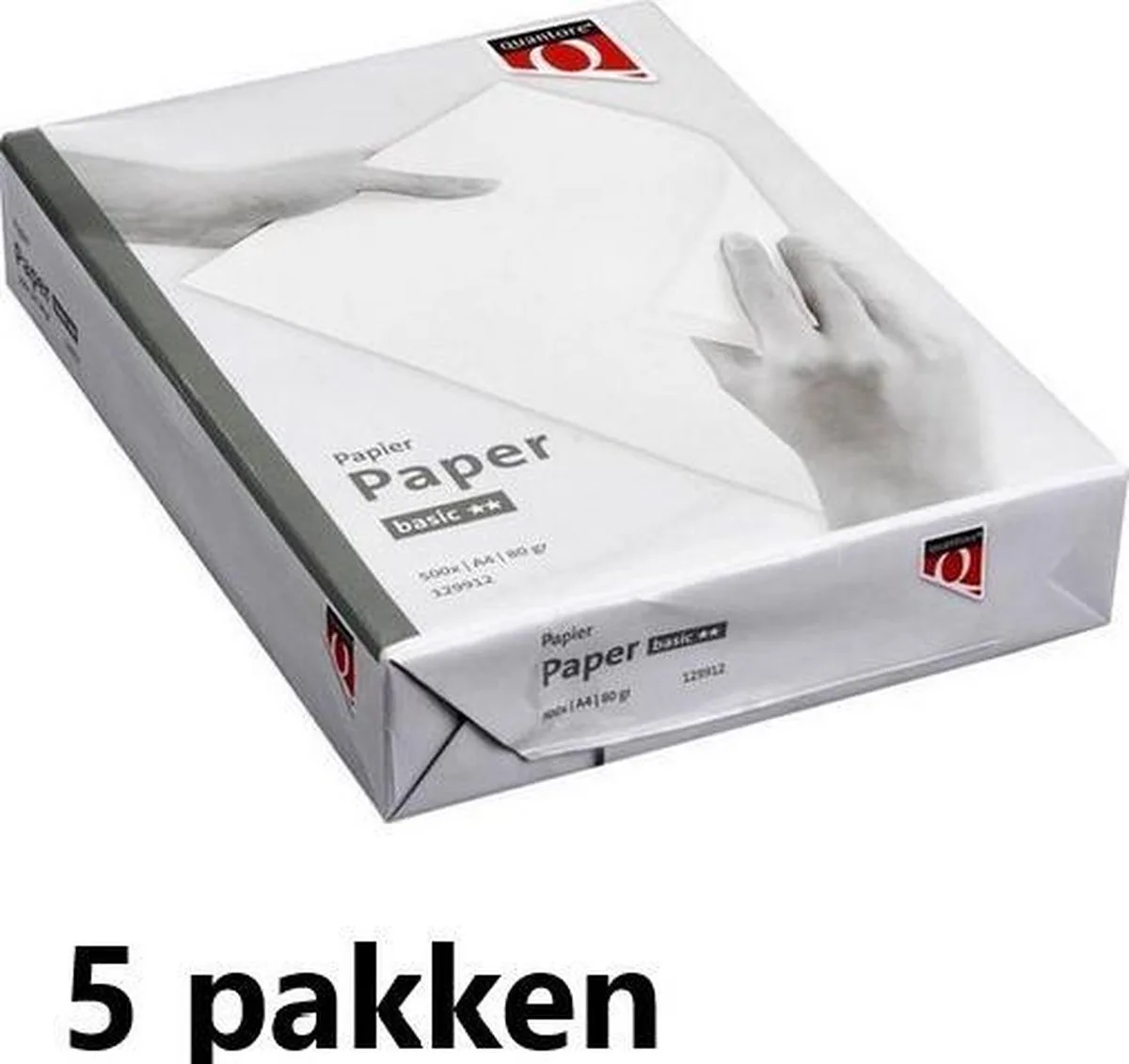Kopieerpapier - Printpapier - Basic - A4 - 80 gram - 5 x 500 vellen van Quantore in Wit – productfoto