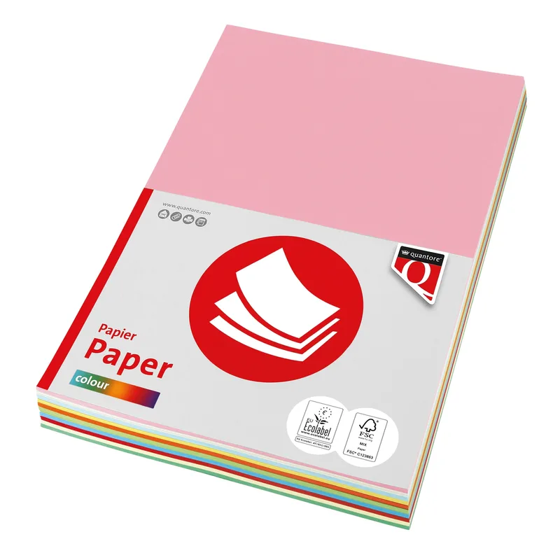 Kopieerpapier quantore colour a4 160gr 10kleuren | 10 stuks de Quantore – photo produit