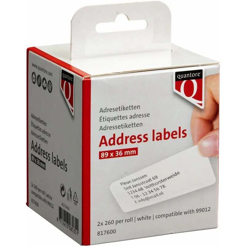 Label etiket quantore 99012 36x89mm adres wt van Quantore – productfoto