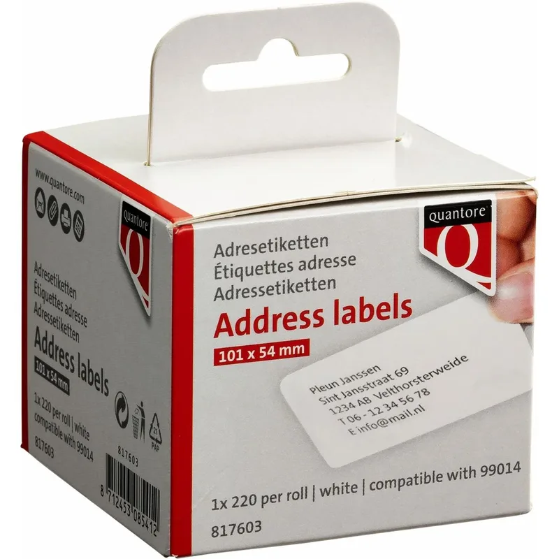 Label etiket quantore 99014 54mmx101mm badge wt van Quantore – productfoto