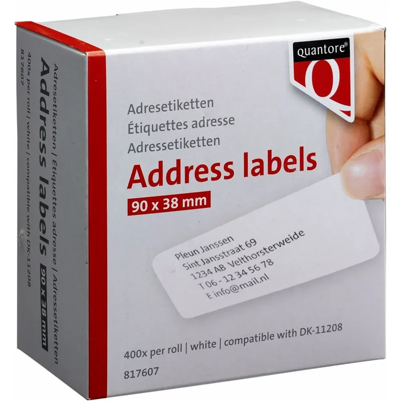 Label etiket quantore dk-11208 38mmx90mm adres wt by Quantore – product photo