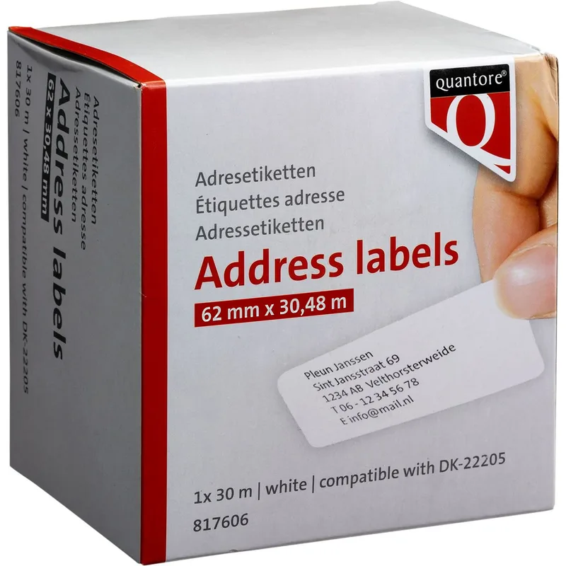 Label etiket quantore dk-22205 62mmx30.48m wt | 20 stuks by Quantore – product photo