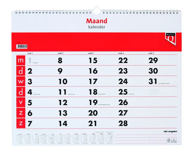 Maandkalender 2027 Quantore van Quantore – productfoto