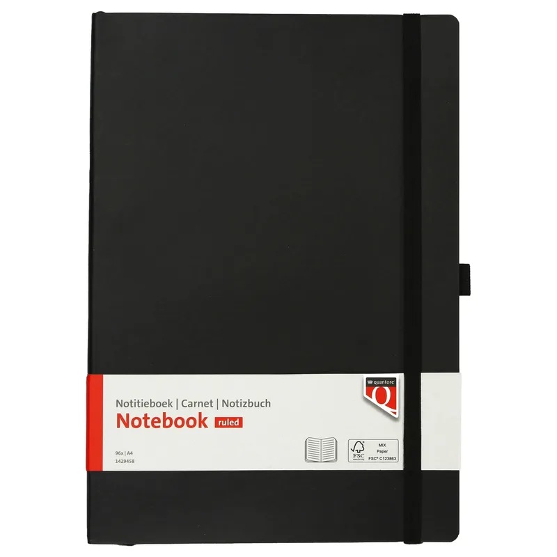 Notitieboek quantore a4 flex lijn 192blz 80gr zw | 18 stuks van Quantore – productfoto