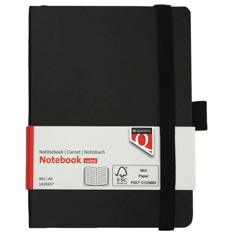 Notitieboek quantore a6 flex lijn 192blz 80gr zw | 3 stuks by Quantore – product photo
