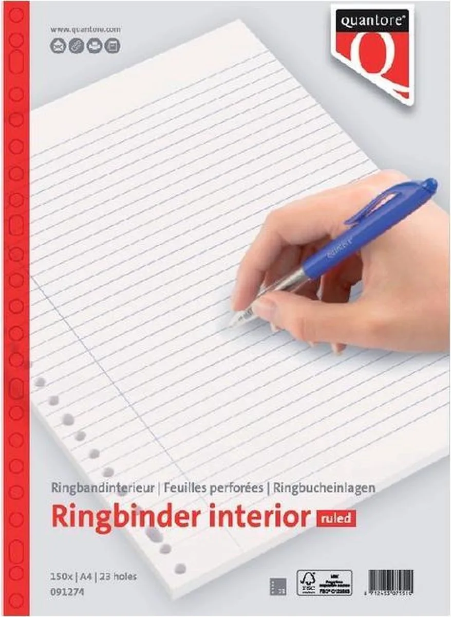 Ringband interieur A4 - Schrijfpapier Lijn - 23 ringen - 150 vel från Quantore i Vit – produktbild
