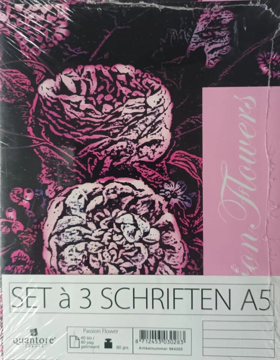 Schrift - Schoolschrift - 3 stuks - Flowers - Lijn - Gelinieerd - 40vel - 80 pagina - 80grams -Quantore de Quantore en Multicolore – photo produit
