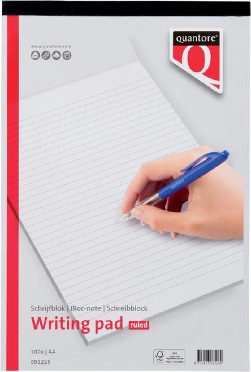 Schrijfblok Notitieblok Quantore Basic A4 Lijn 100 vel - 60Gram de Quantore en False – photo produit