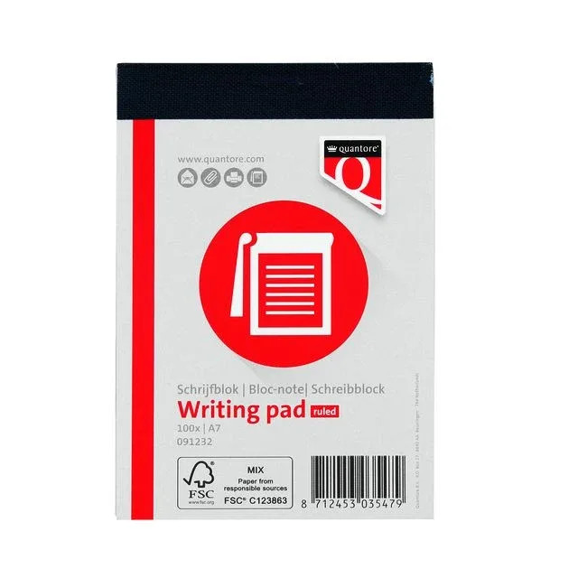 Schrijfblok quantore a7 lijn 100vel 60gr | 12 stuks by Quantore – product photo