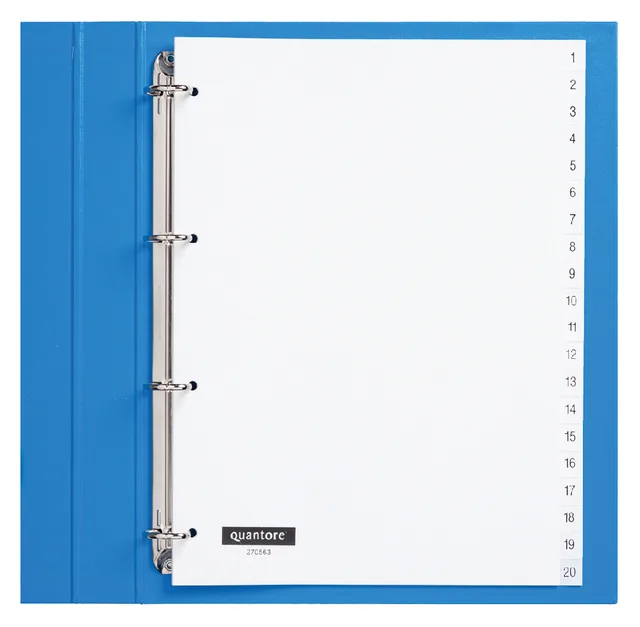 Tabbladen Quantore 4-gaats 1-20 genummerd wit PP van Quantore – productfoto