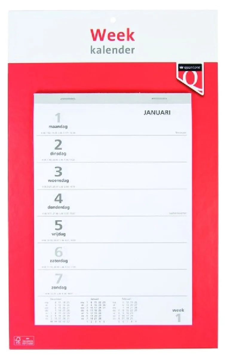 WEEK afscheur KALENDER 2027 QUANTORE by Quantore in Red – product photo