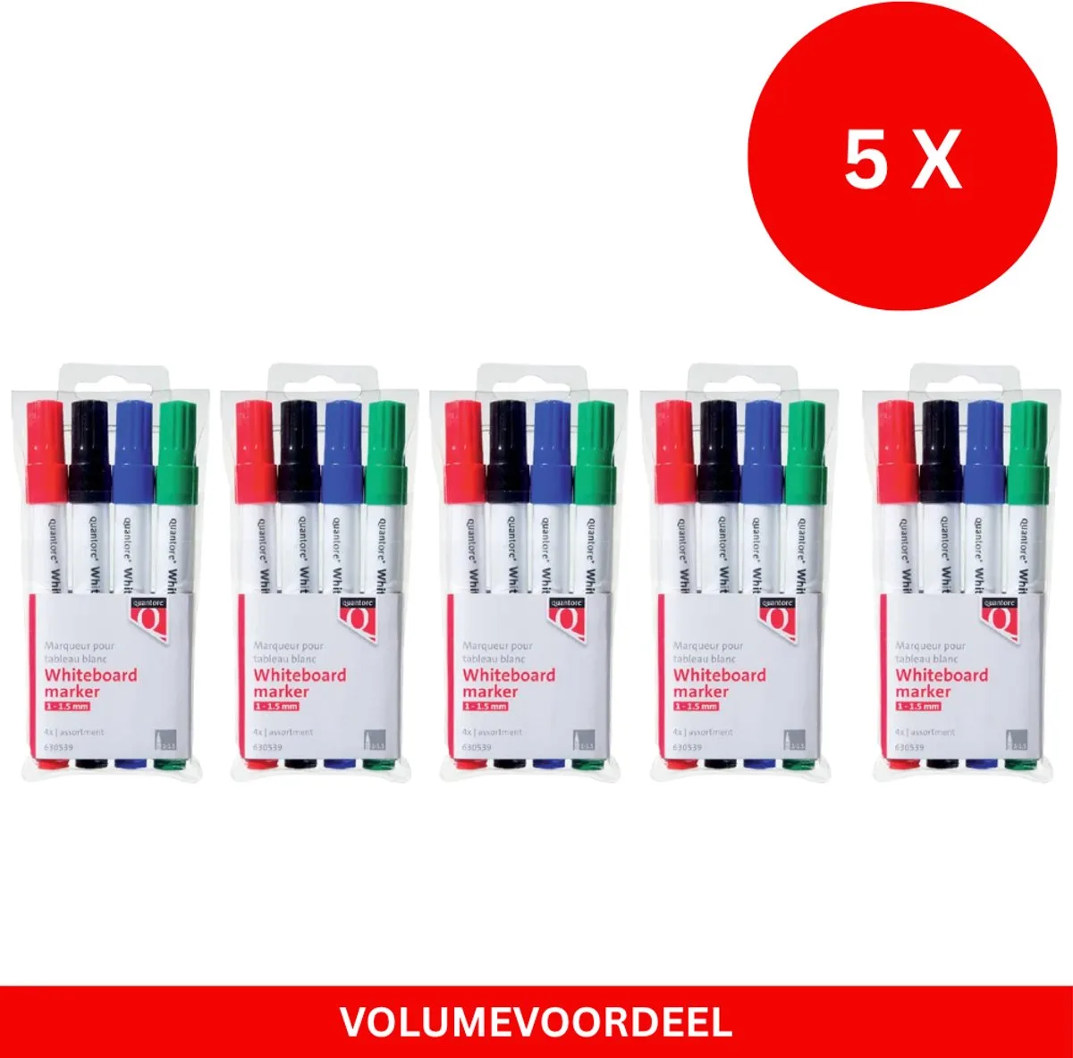 Whiteboard Stiften - 4 stuks - Ronde Punt Van 1 - 1.5mm - Whiteboardmarkers - Whiteboard Markers - Goedkope Whiteboardstiften - Verschillende Kleuren fra Quantore i Rød – produktbillede