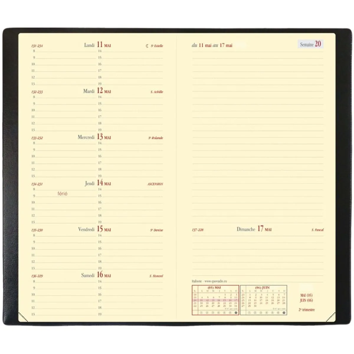 Italnote Prestige zakagenda 2027, 88 x 170 mm, week per pagina van Quo Vadis in Zwart – productfoto