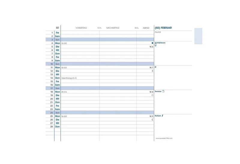 Taschenkalender PLAIN Einlage DE 2027 van Quo Vadis – productfoto
