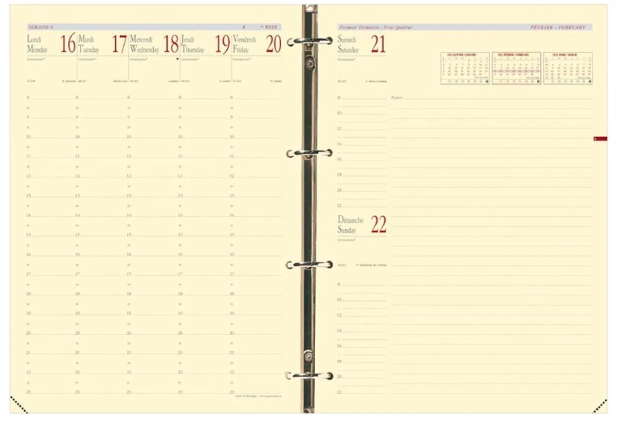 Timer29 navulling, 1 week/2 pagina's, 210×297 mm, ivoortinten papier van Quo Vadis in Ivoor – productfoto