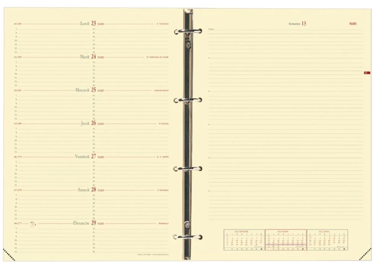 vulling Timer 29 Notes, 210×297 mm, 16 maanden, ivoorpapier van Quo Vadis – productfoto