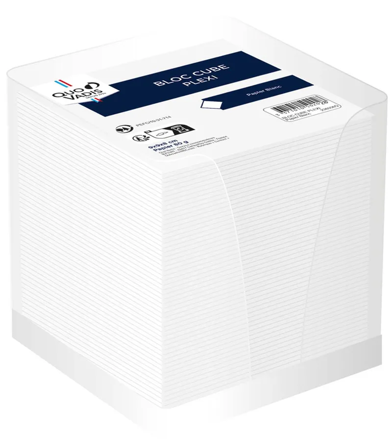 Zettelbox, 100 x 100 x 95 mm, transparent / weiß von Quo Vadis – Produktfoto