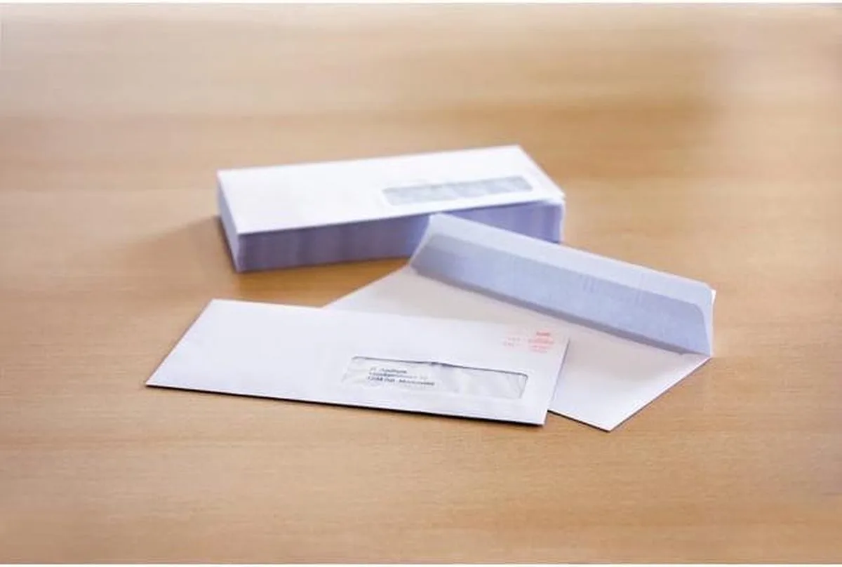 dienst enveloppen - 110x220mm DL (EA5/6) - venster rechts - met plakstrip - 25 stuks de Raadhuis en Blanc – photo produit