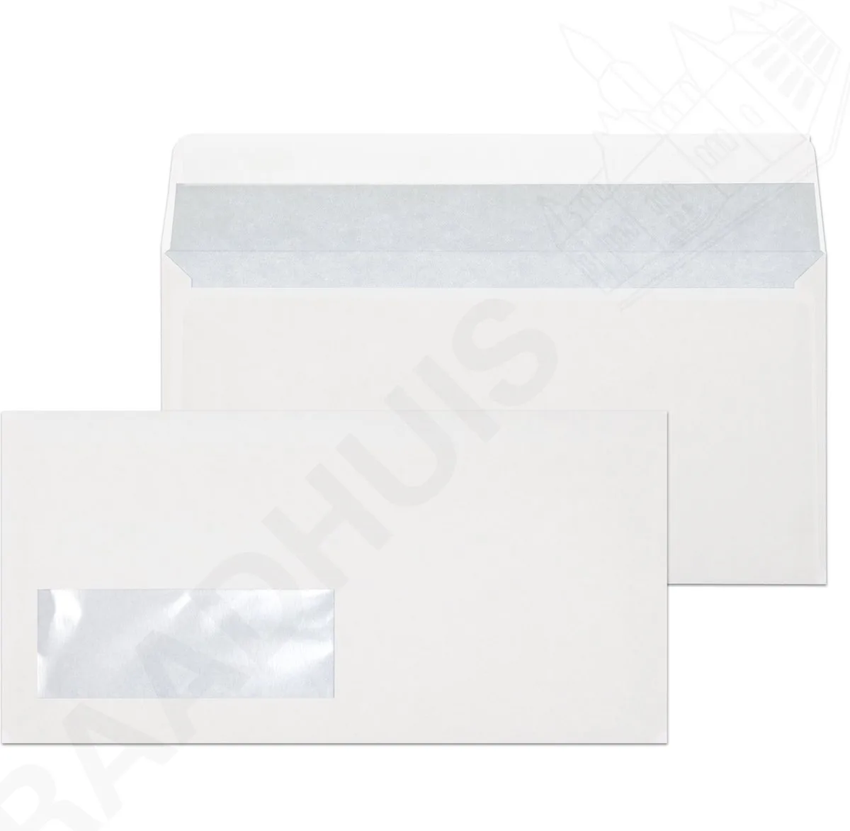 dienstenvelop DL (EA5/6) - 110x220mm - met plakstrip - 200 stuks - envelop de Raadhuis en Blanc – photo produit