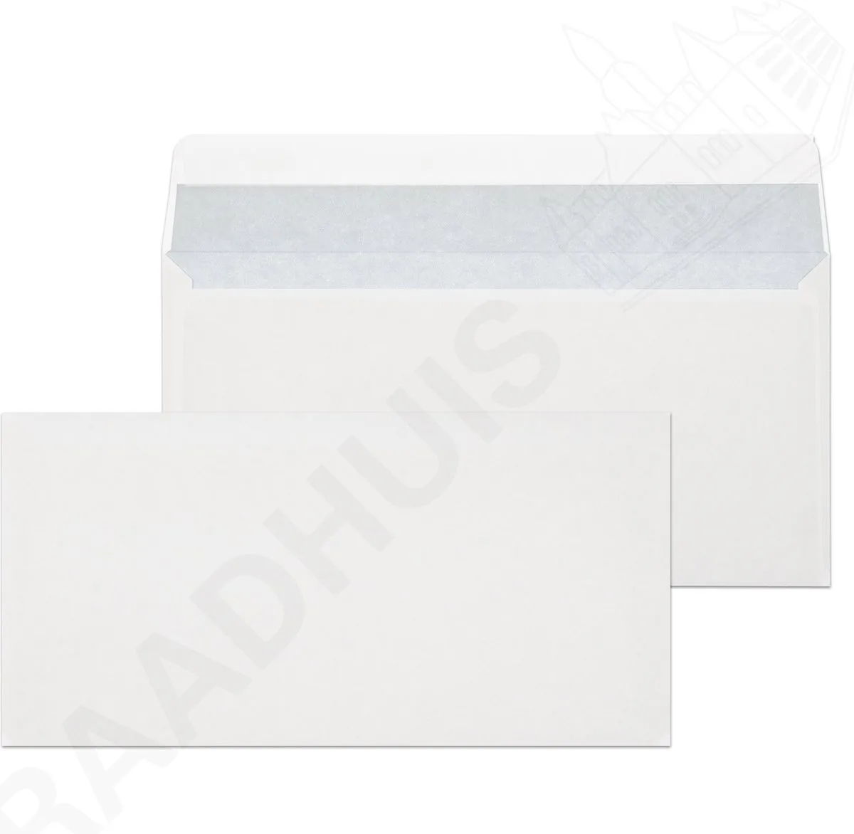 dienstenvelop DL (EA5/6) - 110x220mm - venster links - met plakstrip - 500 stuks - envelop fra Raadhuis i Hvid – produktbillede