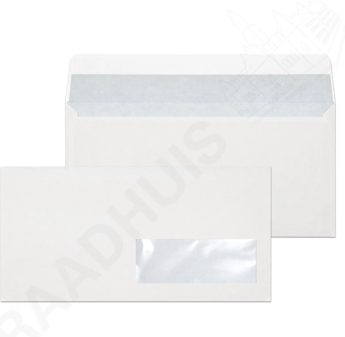 dienstenvelop DL (EA5/6) - 110x220mm - venster rechts - met plakstrip - 200 stuks - envelop - RD-402530-200 fra Raadhuis i Hvid – produktbillede
