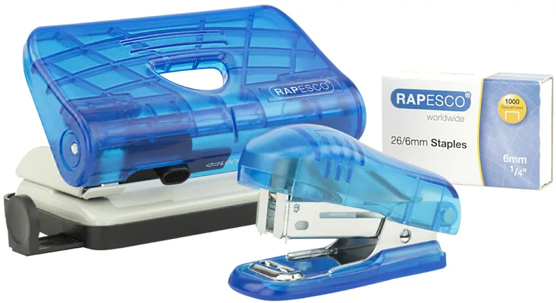 Heftgerät- & Locher-Set, blau-transparent by Rapesco – product photo