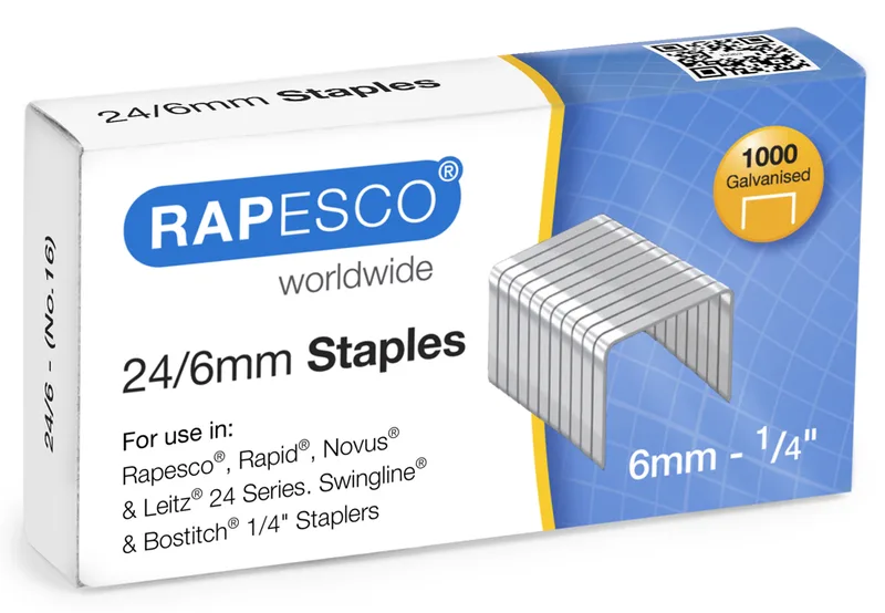 Heftklammern 10/4, verzinkt, 1.000 Stück von Rapesco – Produktfoto