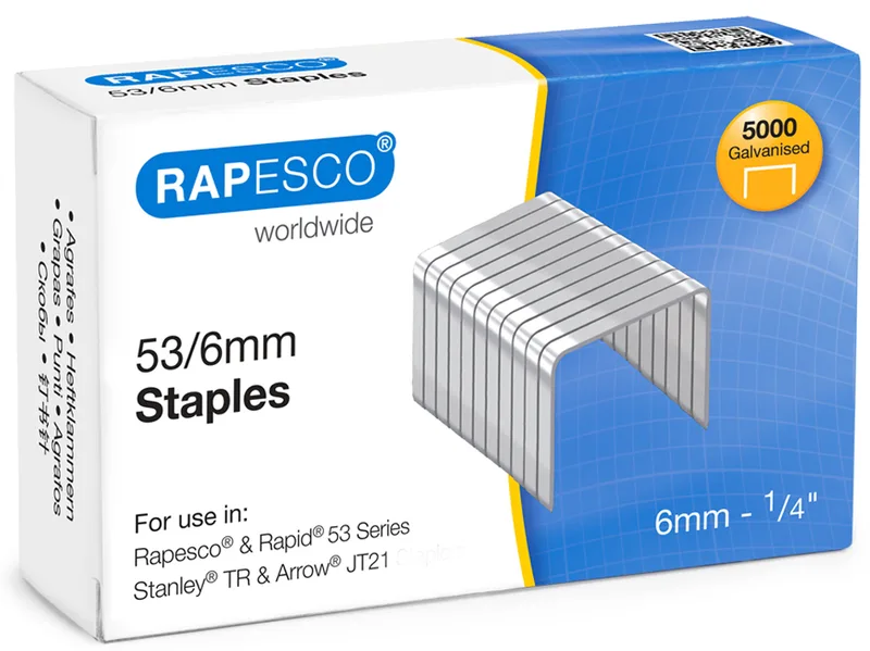 Heftklammern 53/6, verzinkt, 5.000 Stück von Rapesco – Produktfoto