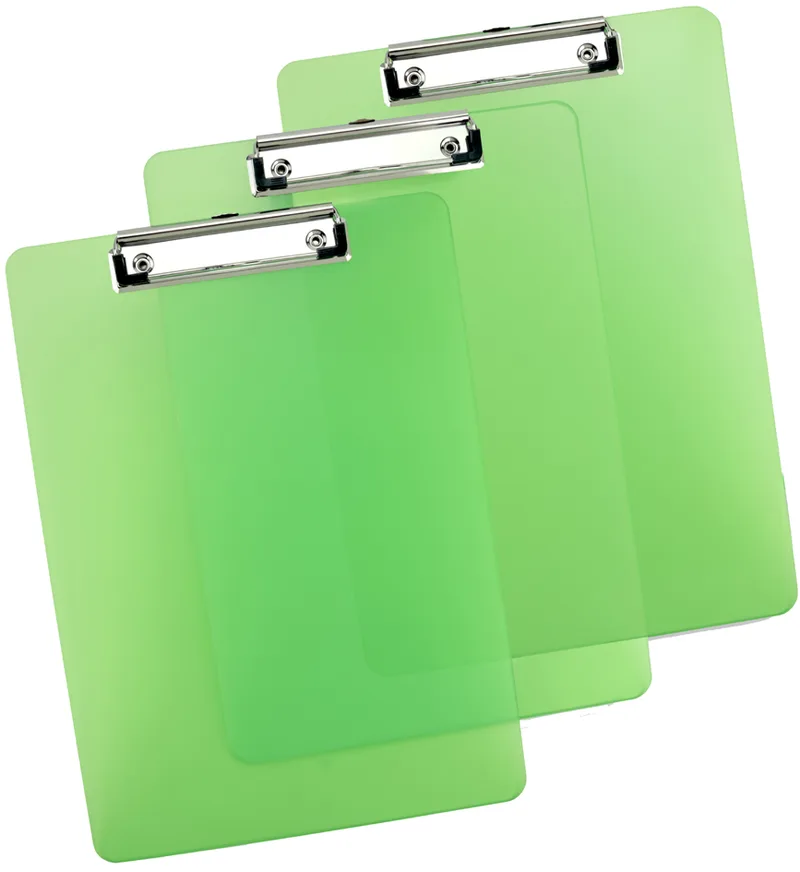 Klemmbrett, DIN A4, PP, transparent-grün, 3er Set de Rapesco – photo produit