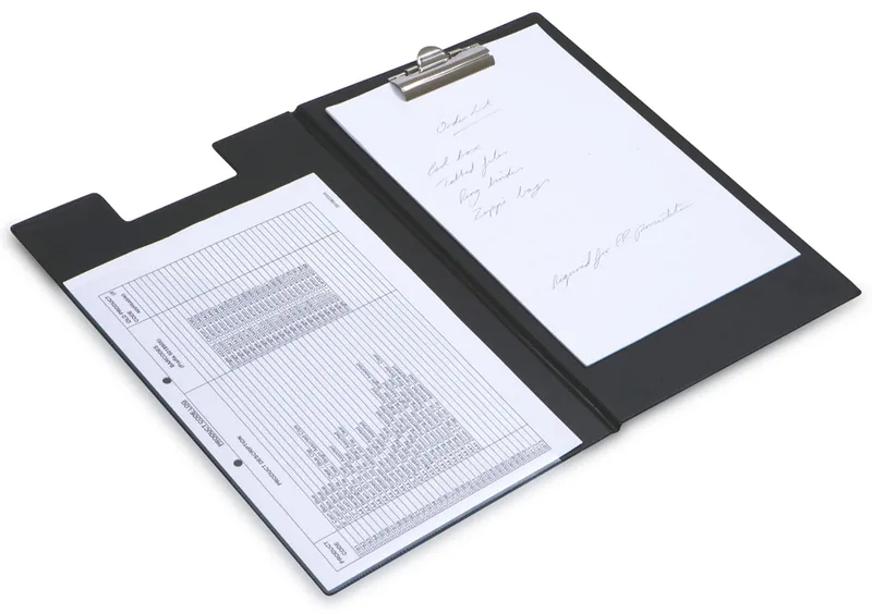 Klemmbrett-Mappe, DIN A4, PVC-Folie genarbt, schwarz by Rapesco – product photo