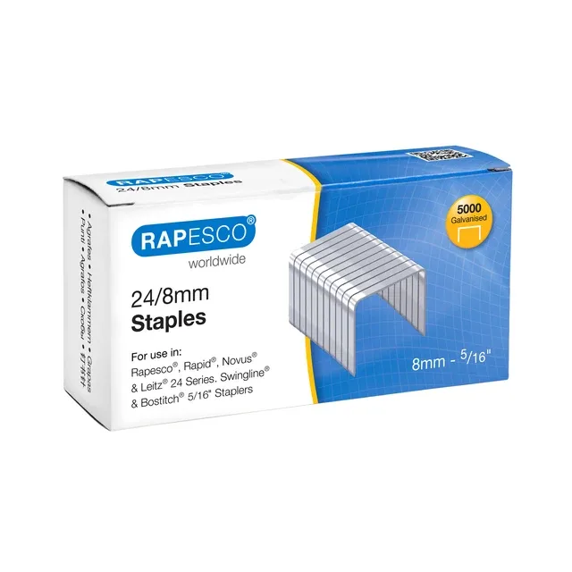 Nieten rapesco 24 8mm 5000st zilver | 20 stuks by Rapesco – product photo