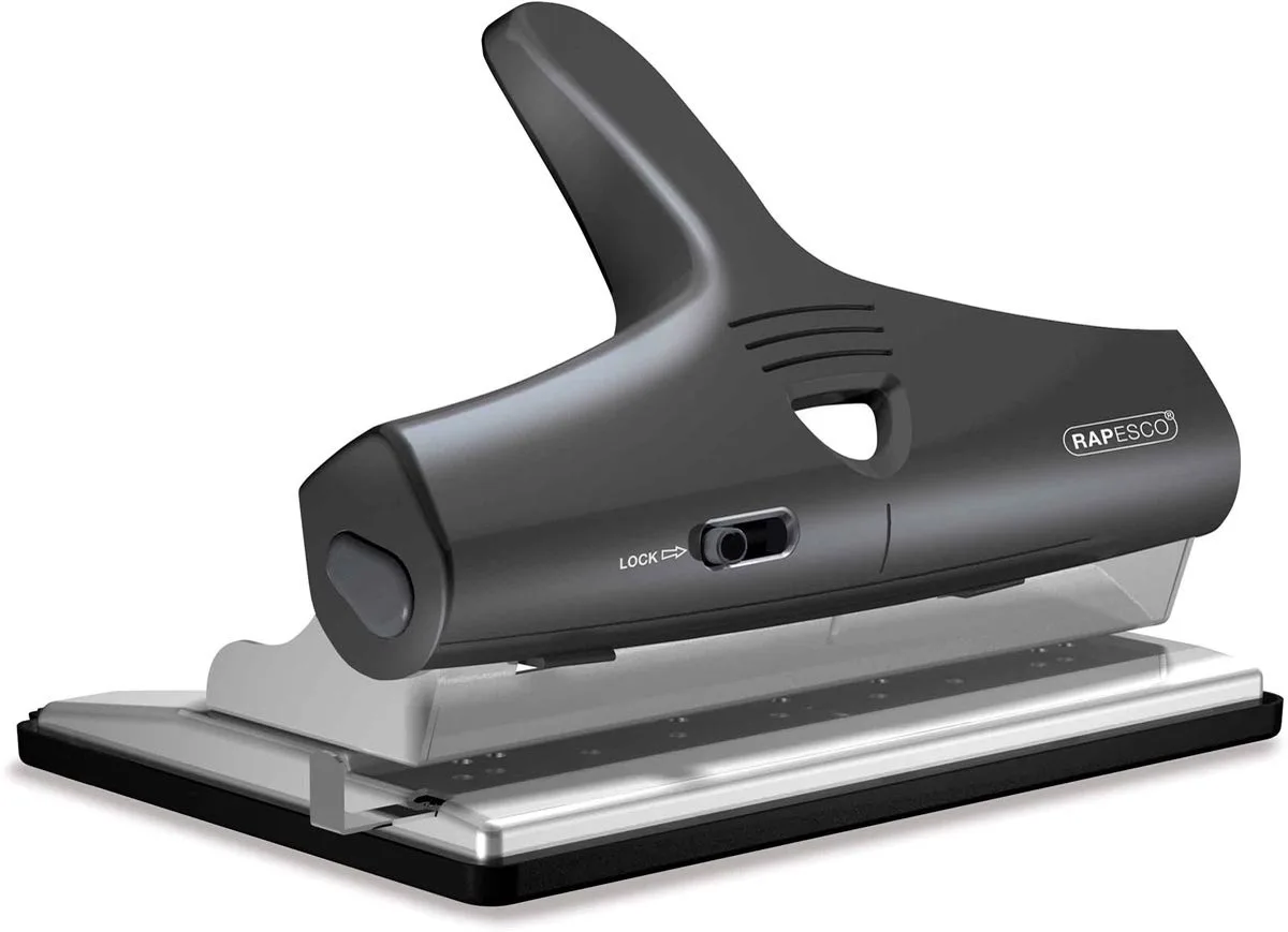 PERFORATOR ALUMINIUM VERSTELBAAR 2/3/4-GAATS fra Rapesco i Sort – produktbillede