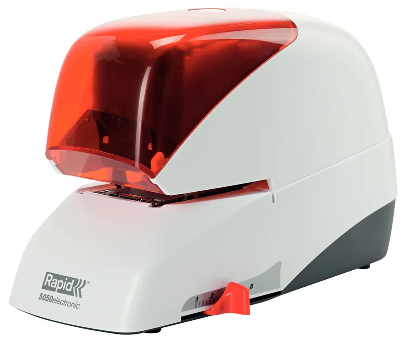 Elektro-Heftgerät Supreme 5050e, silber/orange von Rapid – Produktfoto