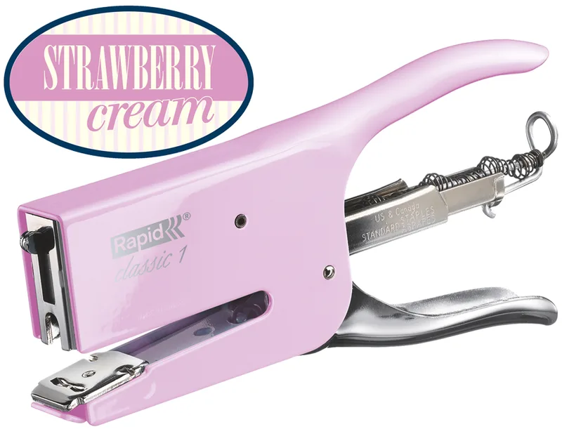 Heftzange Classic K1 Retro Strawberry Cream, rosa von Rapid – Produktfoto
