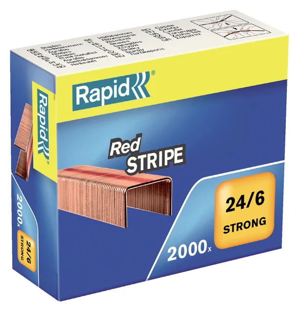 Nieten Rapid Nieten Rapid 24/6 verkoperd red stripe 2000 stuks van Rapid – productfoto