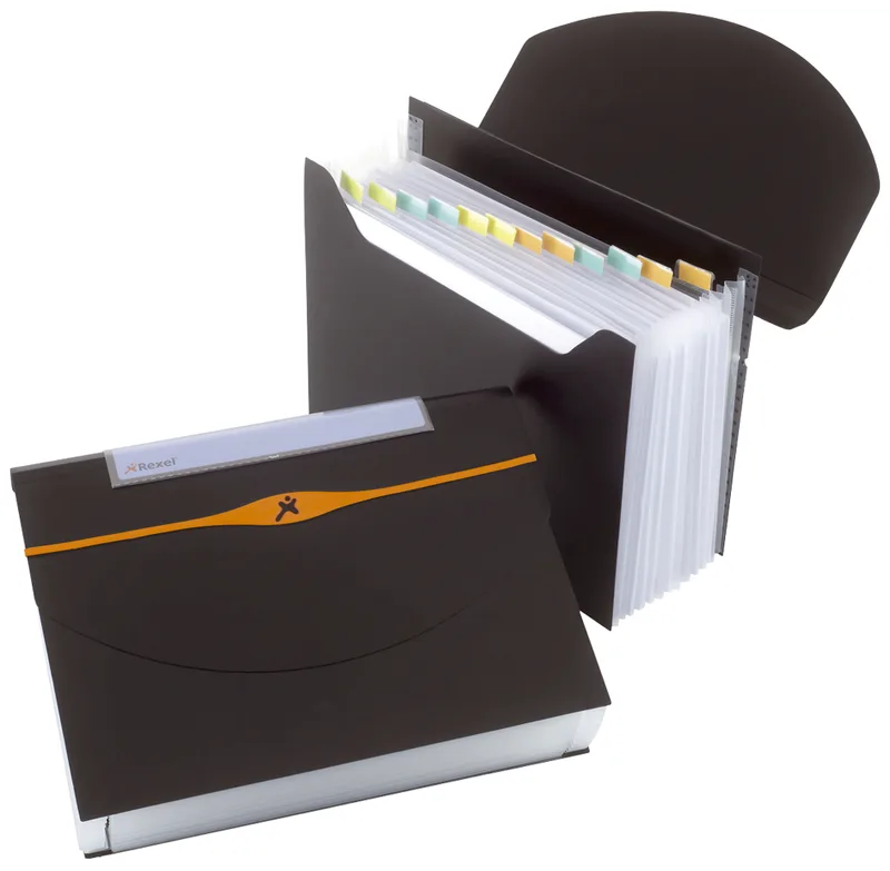 Fächermappe Optima, DIN A4, 13 Fächer, PP, schwarz de Rexel – photo produit