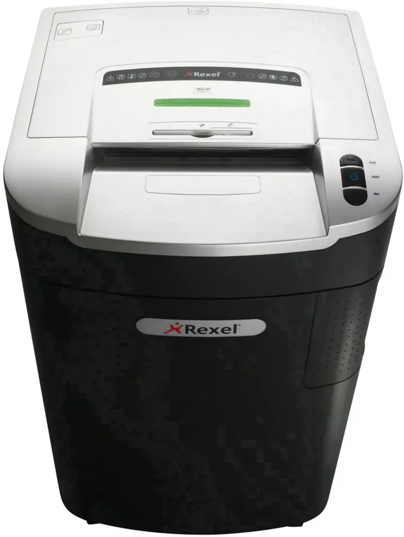 Mercury RLX20 Aktenvernichter 22 Blatt Partikelschnitt 4 x 40 mm P-4 115 l Vernichtet auch Büroklammern, Heftklammern, CDs, DVDs, Kreditkarte de Rexel – photo produit