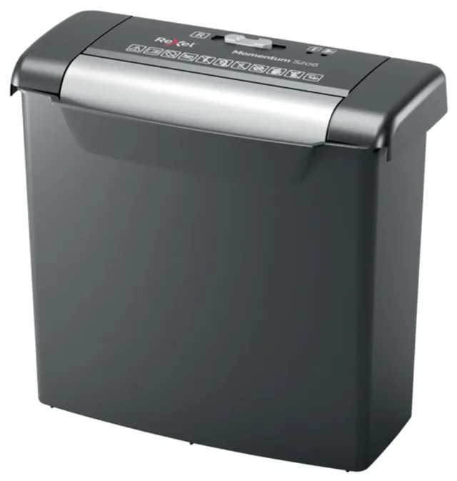 Momentum S206 Aktenvernichter 6 Blatt Streifenschnitt 6 mm P-2 9 l Vernichtet auch Heftklammern, Büroklammern