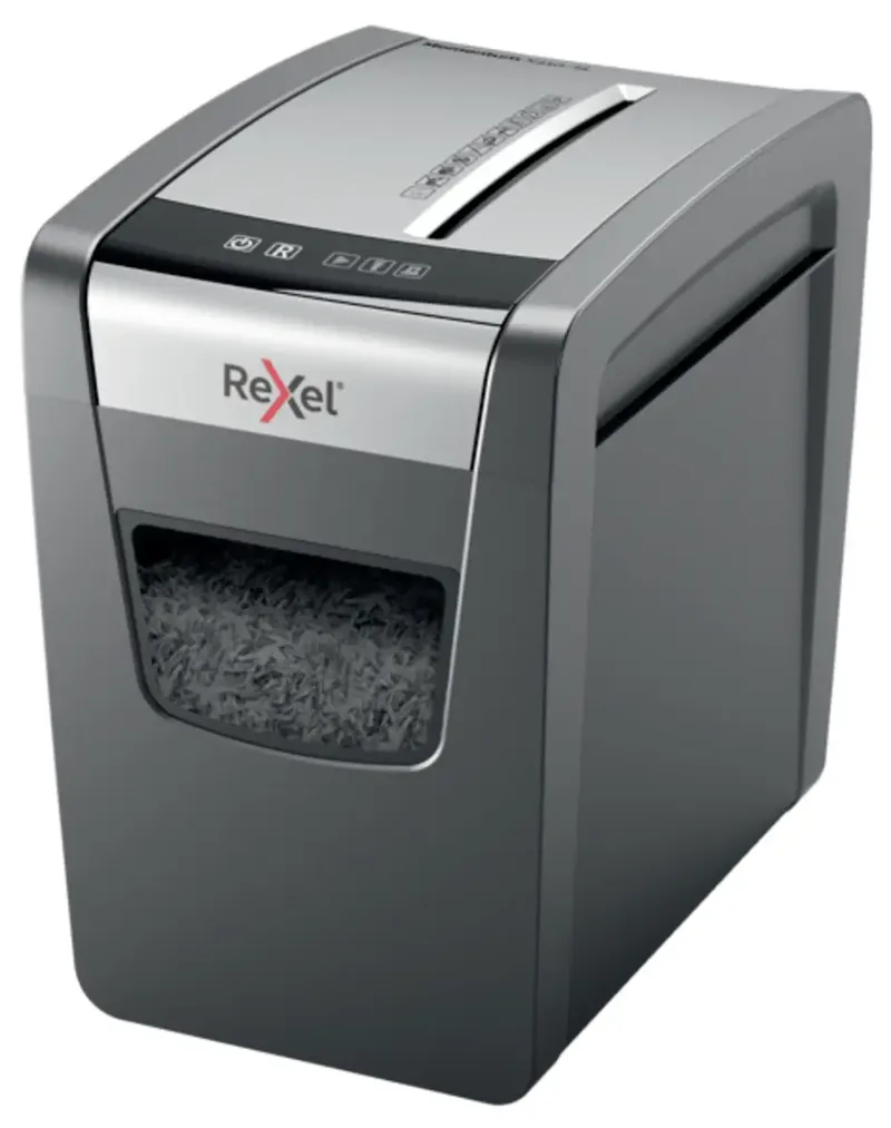 Momentum X410 Slim Aktenvernichter 10 Blatt Mikroschnitt 4 x 28 mm P-4 23 l Vernichtet auch Heftklammern, Büroklammern von Rexel – Produktfoto
