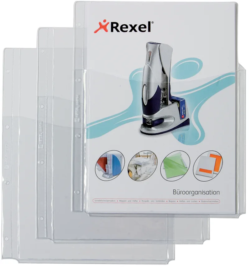 Prospekthülle mit Faltentasche, A4, PVC, 0,18 mm von Rexel – Produktfoto