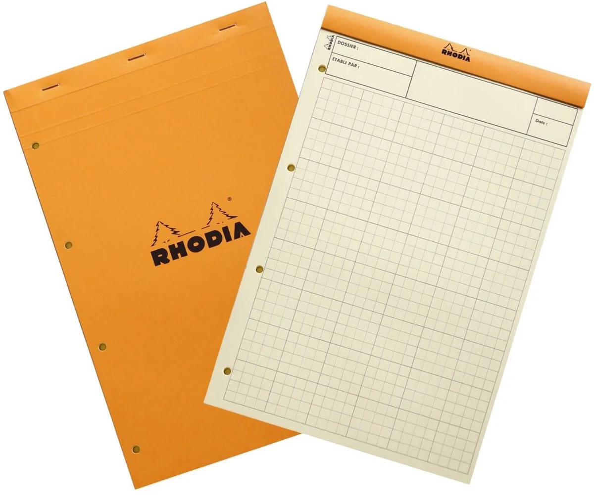 Audit Schrijfblok - Gespreksnotities - Yellow pad - A4+ - 80g - Geel - 80 vel från Rhodia i Oranje – geel – produktbild