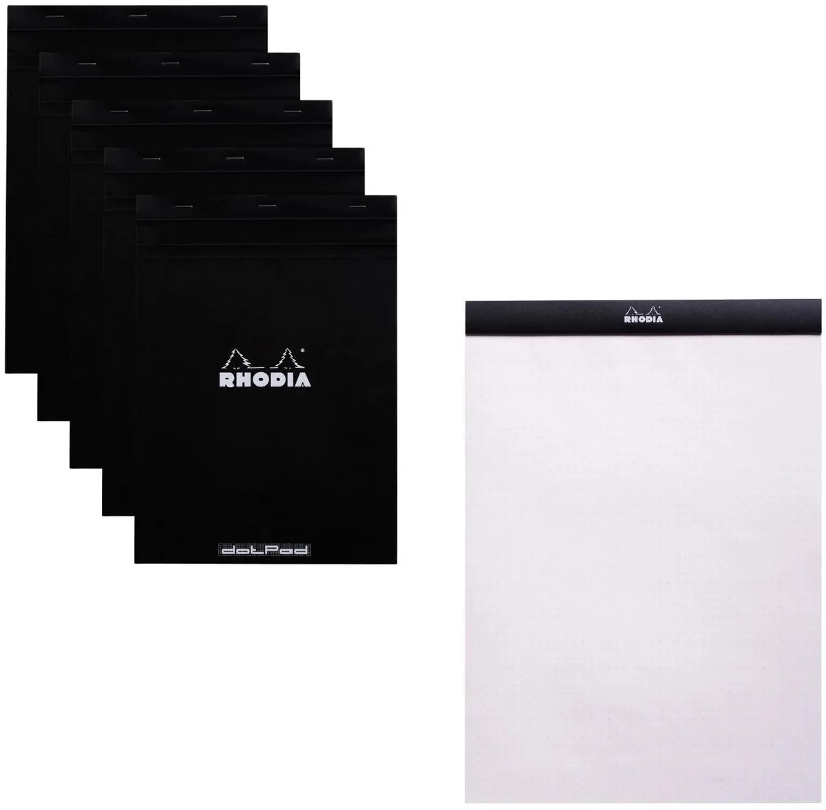 Dotpad - geniet Schrijfblok - N18 - A4 - gestippeld - 80g - 80 vel - 5 stuks von Rhodia in Schwarz – Produktfoto