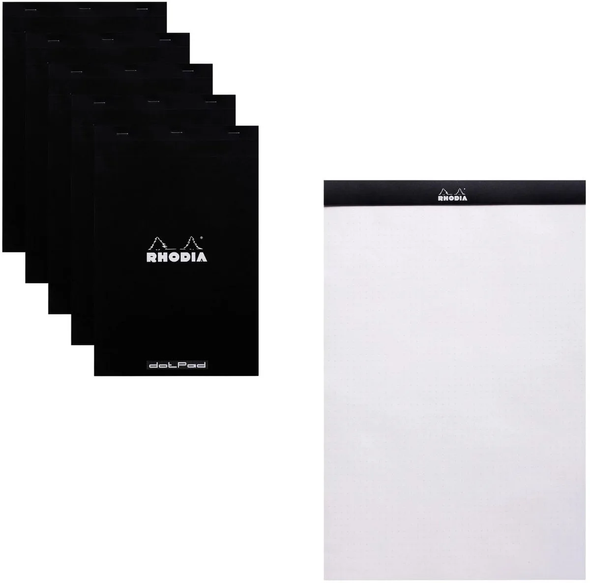 DotPad - Notitieblok - N19 - A4+ - gepunteerd - 80g - Zwart - 80 vel - 5 stuks van Rhodia in Wit – productfoto